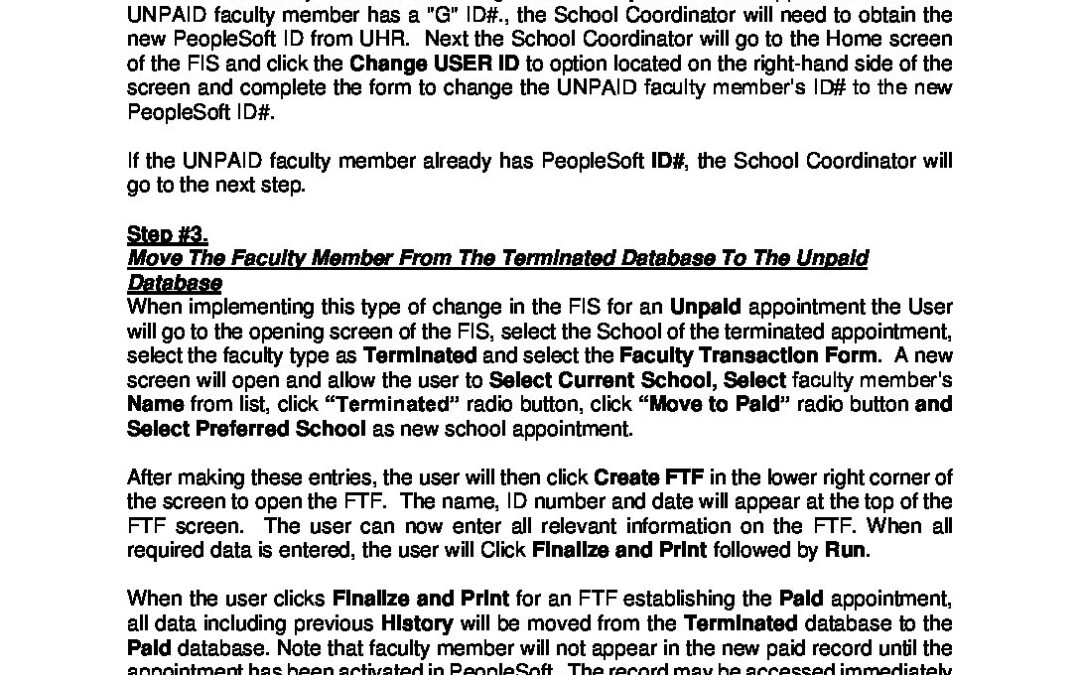 How to Move a Faculty Member from Unpaid to Paid Status